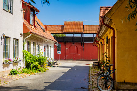 Medieval and Hansa inspired living area Jakriborg in Hjarup, Swedenの写真素材