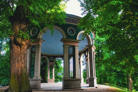 Quiet temple in the forest of the Haga park in Stockholmの写真素材