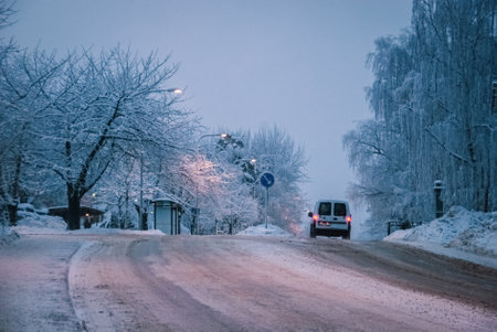 Winter in suburb Hogdalen, outside Stockholm, Sweden