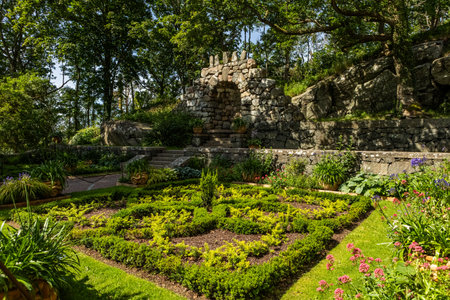 Garden at famoused Tjoloholm castle, Halland county, Swedenの写真素材
