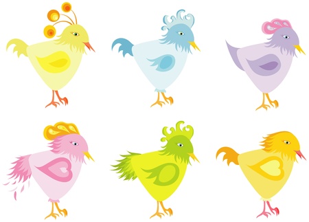 Set of color nice birdsのイラスト素材