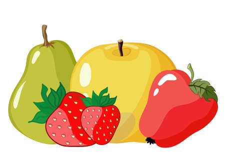 Set of fruit from apples, strawberry and pearのイラスト素材