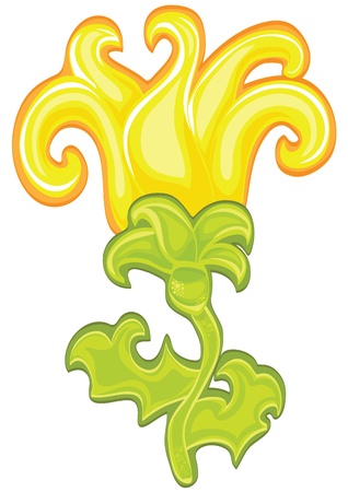 Flower yellow on a white background. Plant.のイラスト素材