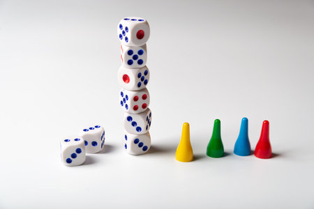 cubes with numbers for board games and figures for games