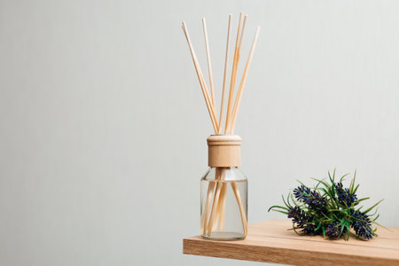 Herbal reed diffuser home on white background