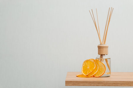 Aromatic sticks for home with fruits. Freshener wood stickの写真素材