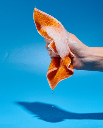 napkin with foam for cleaningの写真素材