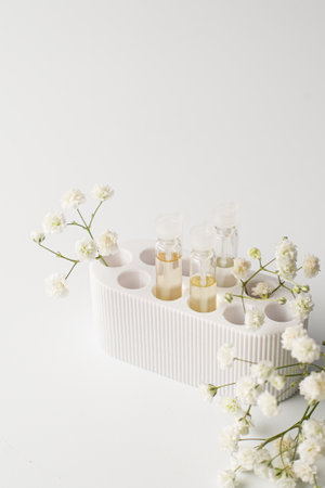 little organizer for your perfume samples. Luxury and natural cosmetics presentation.