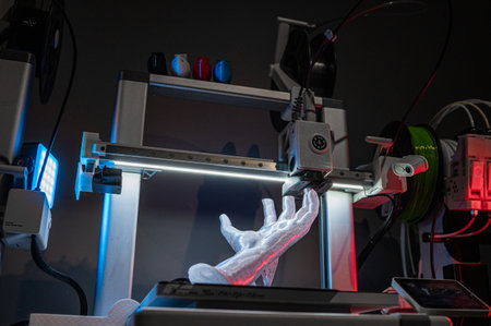 3D prototyping of a part, creating a model on a 3D printer. Engineering sample