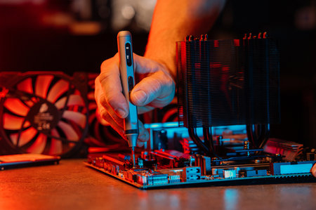 Technician repairing Computer pc, Hardware maintenance Engineeringの写真素材