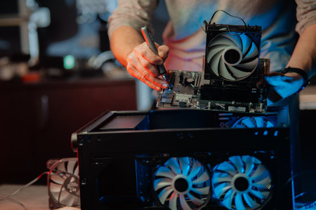 Technician repairing Computer pc, Hardware maintenance Engineeringの写真素材