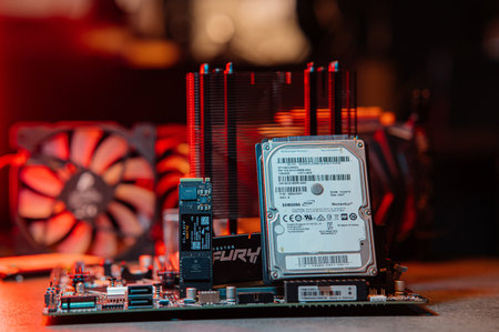 different types of computer drives, hard disk drives and m2 drives of different generations, data transfer, read and write speed.の写真素材