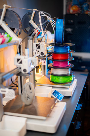 color plastic PLA and ABS filament for printing on a 3D printer
