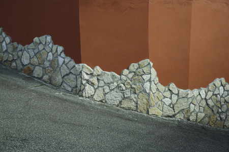 Background brick wall and streetの写真素材