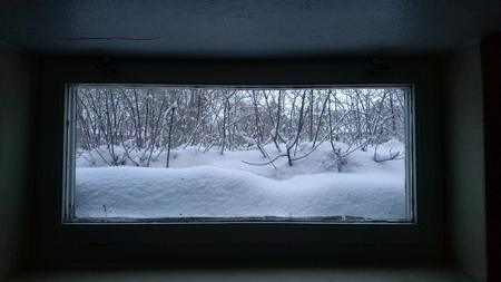 Winter outside basement windowの素材