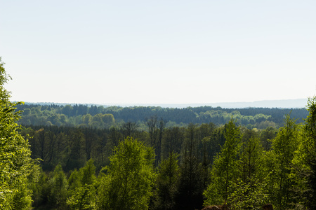 Hazy view from the top of the hillの写真素材