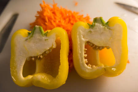 Bell pepper paprika and grated carrotの写真素材