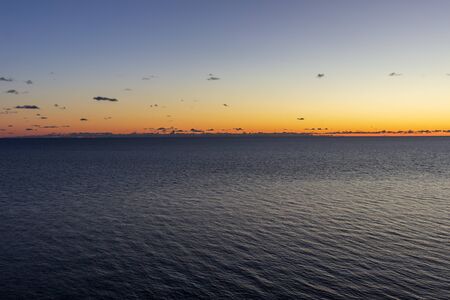 Colorful sunset photographed from a viewpoint aboveの写真素材