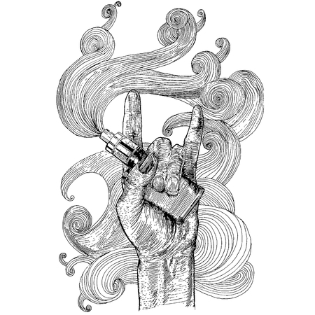 hand with e cigaretteのイラスト素材