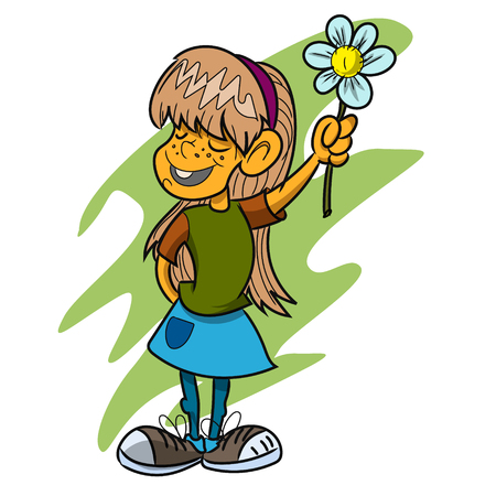 girl with flowerのイラスト素材