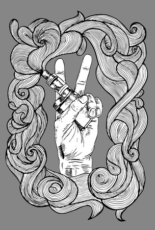 hand with e cigaretteのイラスト素材