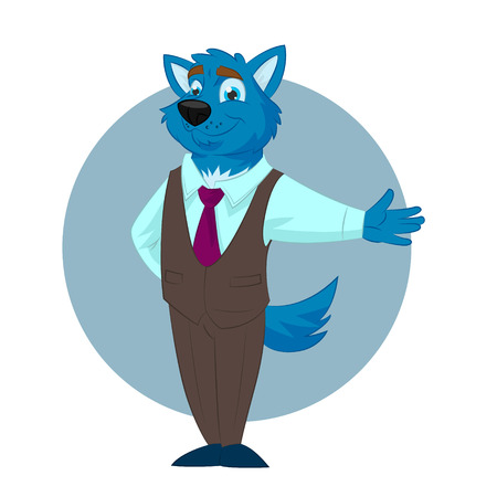 Wolf Business man cartoon illustrationのイラスト素材