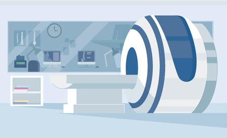 Magnetic Resonance Imaging Machine Isolated on White Background. Medical and Science Equipment. Medical MRI Scanner vector imageのイラスト素材