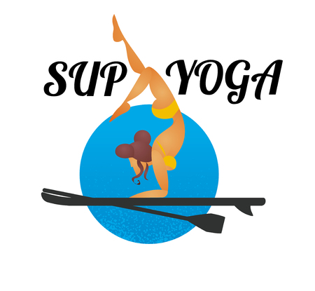 Woman Doing Stand Up Paddling Yoga On Paddle Boardのイラスト 素材 ストックフォト 写真素材のstock Foto ストックドットフォト