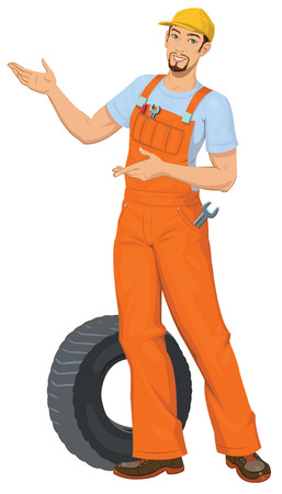 Smiling Car mechanicのイラスト素材