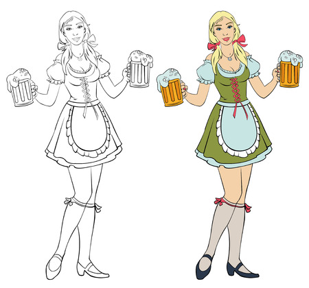 Oktoberfest - girl with beerのイラスト素材