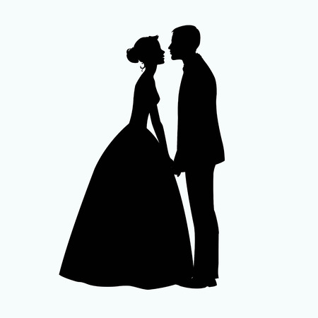Bride and Groom Silhouette - Illustrationのイラスト素材