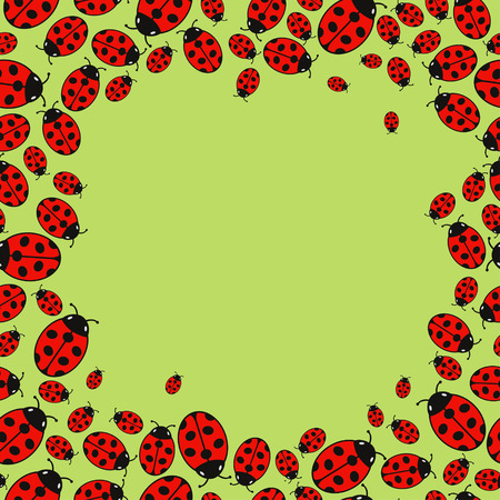 frame with variegated ladybugsのイラスト素材