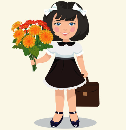 girl with a bouquet of flowersのイラスト素材