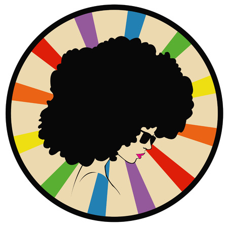 girl on a rainbow backgroundのイラスト素材