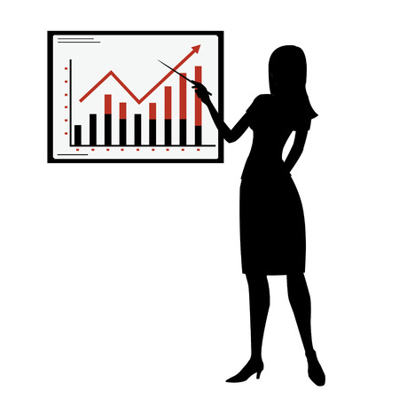 silhouette woman showing presentationのイラスト素材