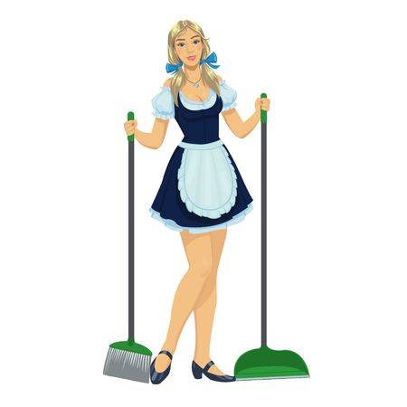 beautiful maid cleanerのイラスト素材
