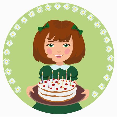 girl with sweet cakeのイラスト素材