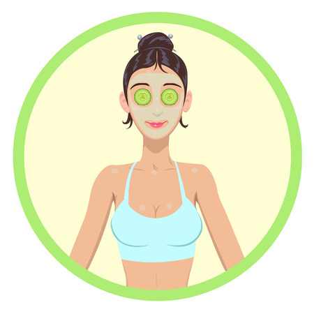 Pretty women with cosmetic mask on facesのイラスト素材