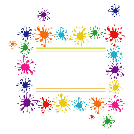 Frame of colorful blots.frame of colored blobs of ink splashesのイラスト素材