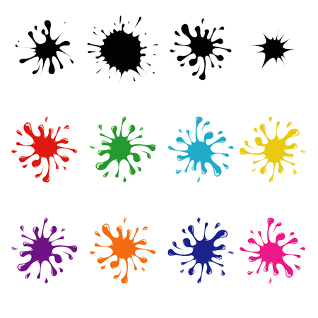 set of colored blots.colorful ink blots on a white background blotsのイラスト素材