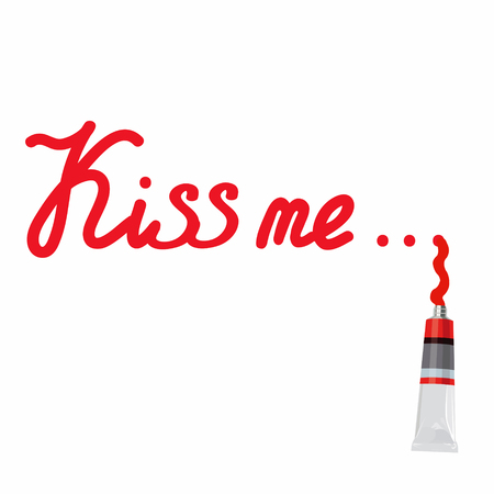 red inscription Kiss me.red inscription Kiss me written with paint from a tubeのイラスト素材