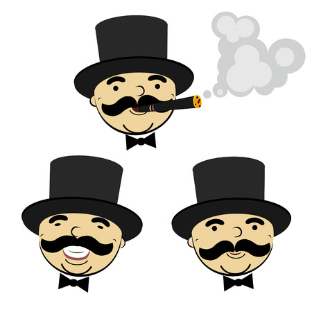 set of men in top hats - design elementのイラスト素材