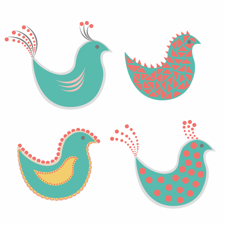 decorative birds set with Design elementsのイラスト素材