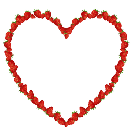 Strawberry heart.juicy red Strawberry heart frame - illustrationのイラスト素材