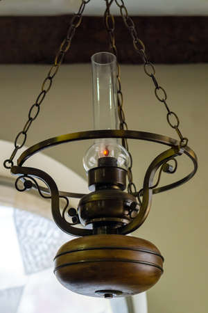 Lighting lamp made similar to an old kerosene lamp.の写真素材
