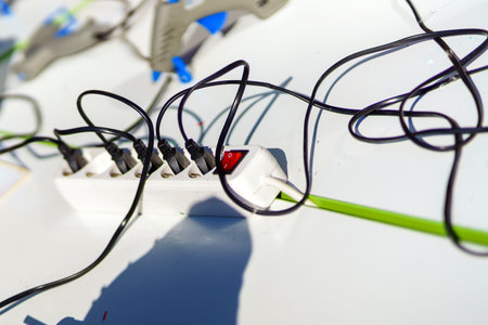 Electric splitter with lots of plugged sockets