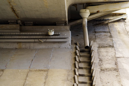 Rainwater drainage system under the concrete bridgeの写真素材