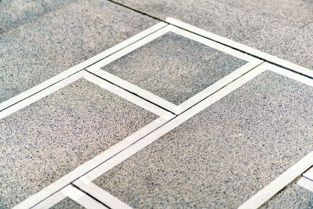 Protecting the grant floor from contamination with masking tapeの写真素材