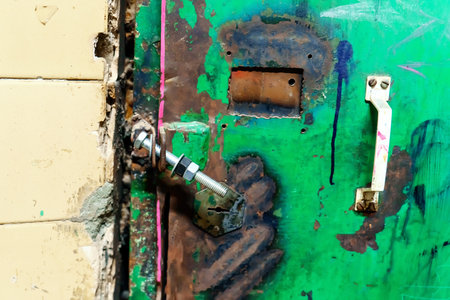 The metal door is bolted