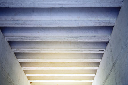 internal part of a concrete bridge with parallel beamsの写真素材